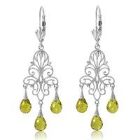 Peridot Mirage Briolette Drop Earrings 3.75ctw in 9ct White Gold