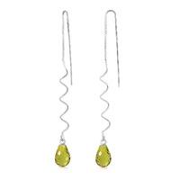 Peridot Spiral Scintilla Briolette Earrings 3.3ctw in 9ct White Gold