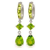 Peridot Droplet Huggie Earrings 5.62ctw in 9ct White Gold