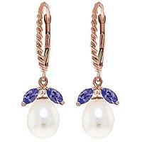 Pearl and Tanzanite Snowdrop Twist Earrings 9.0ctw in 9ct Rose Gold