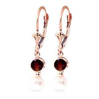 pearl and garnet drop earrings 27ctw in 9ct rose gold