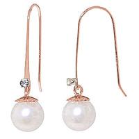 Pearl and Diamond Drop Earrings 4.0ctw in 9ct Rose Gold