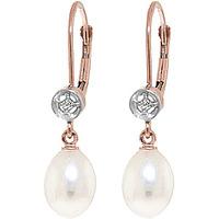 pearl and diamond drop earrings 80ctw in 9ct rose gold