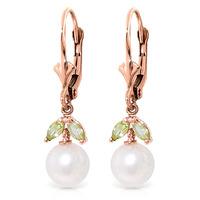 pearl and peridot dewdrop earrings 44ctw in 9ct rose gold