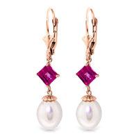 pearl and pink topaz droplet earrings 95ctw in 9ct rose gold