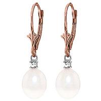 pearl and diamond drop earrings 80ctw in 9ct rose gold