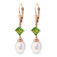 pearl and peridot droplet earrings 95ctw in 9ct rose gold