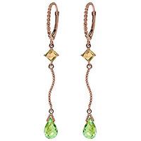 Peridot Twist Drop Earrings 3.5ctw in 9ct Rose Gold