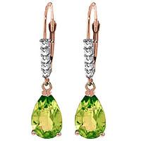 peridot and diamond belle drop earrings 30ctw in 9ct rose gold