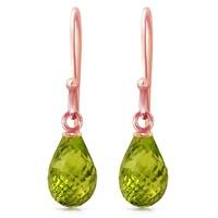 Peridot Zeal Briolette Drop Earrings 2.7ctw in 9ct Rose Gold