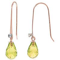 peridot and diamond drop earrings 135ctw in 9ct rose gold