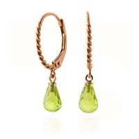 Peridot Plait Stem Briolette Drop Earrings 3.0ctw in 9ct Rose Gold