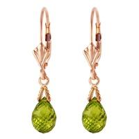 Peridot Droplet Briolette Earrings 4.5ctw in 9ct Rose Gold