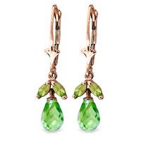 Peridot Snowdrop Briolette Earrings 3.4ctw in 9ct Rose Gold