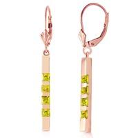 Peridot Bar Drop Earrings 0.7ctw in 9ct Rose Gold