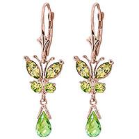 Peridot Butterfly Drop Earrings 2.74ctw in 9ct Rose Gold