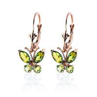 Peridot Butterfly Drop Earrings 1.24ctw in 9ct Rose Gold