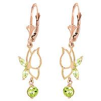 Peridot Butterfly Drop Earrings 0.35ctw in 9ct Rose Gold