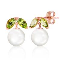 pearl and peridot snowdrop stud earrings 44ctw in 9ct rose gold