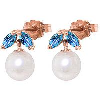 pearl and blue topaz snowdrop stud earrings 44ctw in 9ct rose gold