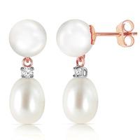 Pearl and Diamond Stud Earrings 10.0ctw in 9ct Rose Gold