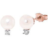Pearl and Diamond Stud Earrings 4.0ctw in 9ct Rose Gold