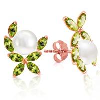 pearl and peridot ivy stud earrings 325ctw in 9ct rose gold