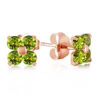 Peridot Clover Stud Earrings 1.15ctw in 9ct Rose Gold