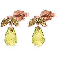 Peridot Snowdrop Briolette Stud Earrings 3.4ctw in 9ct Rose Gold