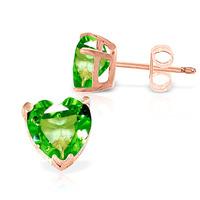 Peridot Heart Stud Earrings 3.25ctw in 9ct Rose Gold