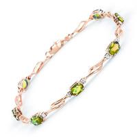 Peridot and Diamond Classic Tennis Bracelet 3.38ctw in 9ct Rose Gold