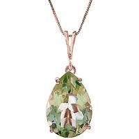 Pear Cut Green Amethyst Pendant Necklace 5.0ct in 9ct Rose Gold