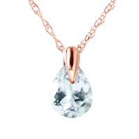 Pear Cut Aquamarine Pendant Necklace 0.68ct in 9ct Rose Gold