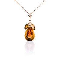 Pear Cut Citrine Pendant Necklace 6.5ctw in 9ct Rose Gold