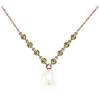 Pearl and Peridot by the Yard Pendant Necklace 5.0ctw in 9ct Rose Gold