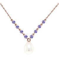 Pearl and Tanzanite by the Yard Pendant Necklace 5.0ctw in 9ct Rose Gold