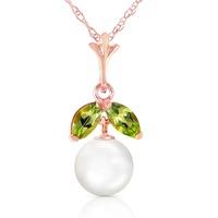 pearl and peridot snowdrop pendant necklace 22ctw in 9ct rose gold