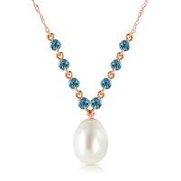 Pearl and Blue Topaz by the Yard Pendant Necklace 5.0ctw in 9ct Rose Gold