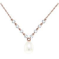 Pearl and Aquamarine by the Yard Pendant Necklace 5.0ctw in 9ct Rose Gold