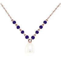 Pearl and Amethyst by the Yard Pendant Necklace 5.0ctw in 9ct Rose Gold