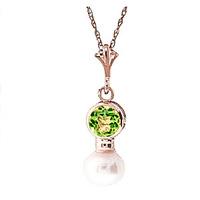 pearl and peridot pendant necklace 123ctw in 9ct rose gold