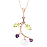 pearl amethyst and peridot vine pendant necklace 27ctw in 9ct rose gol ...