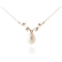 Pearl and Diamond Vine Branch Pendant Necklace 4.0ct in 9ct Rose Gold