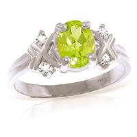 Peridot and Diamond Ring 0.85ct in 9ct White Gold