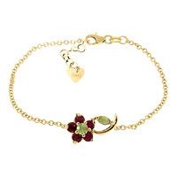 peridot and ruby adjustable flower petal bracelet 087ctw in 9ct gold