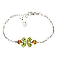 Peridot and Citrine Adjustable Bracelet 3.15ctw in 9ct White Gold