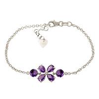 Pear Cut Amethyst Adjustable Bracelet 3.15ctw in 9ct White Gold