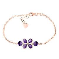 Pear Cut Amethyst Adjustable Bracelet 3.15ctw in 9ct Rose Gold