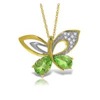 Peridot and Diamond Butterfly Pendant Necklace 3.6ctw in 9ct Gold