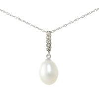 Pearl and Diamond Pendant Necklace 4.0ct in 9ct White Gold